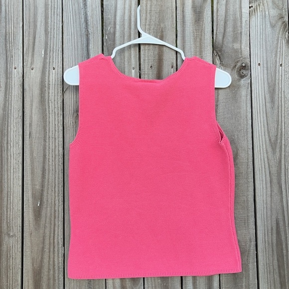 Talbots pink sweater cotton blend textured sleeveless top medium small xs Barbie - Picture 4 of 11